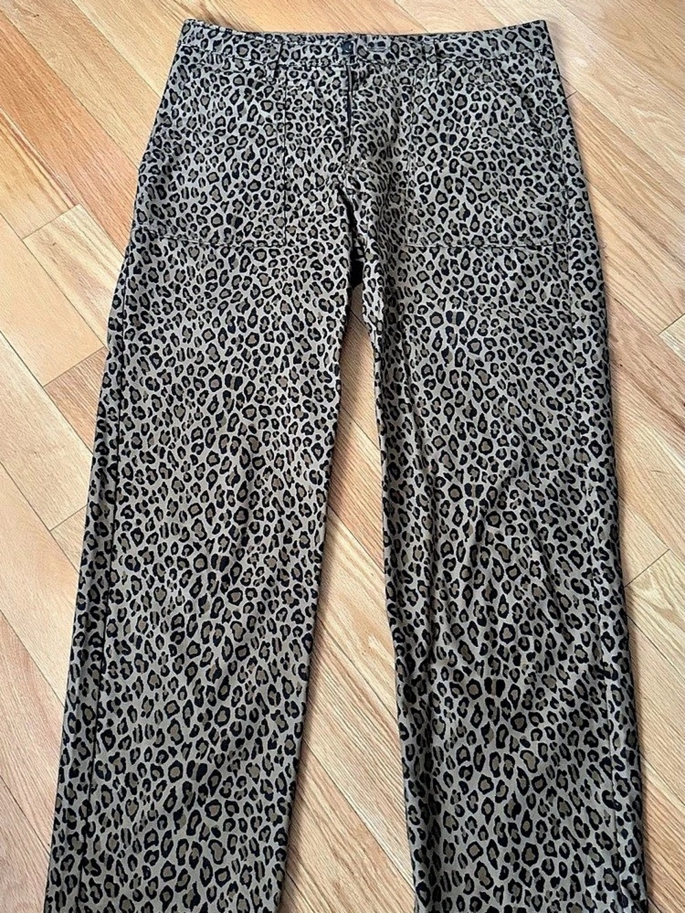 Naked & Famous Work Pant Leopard Print Straight Leg Pants Waist 34